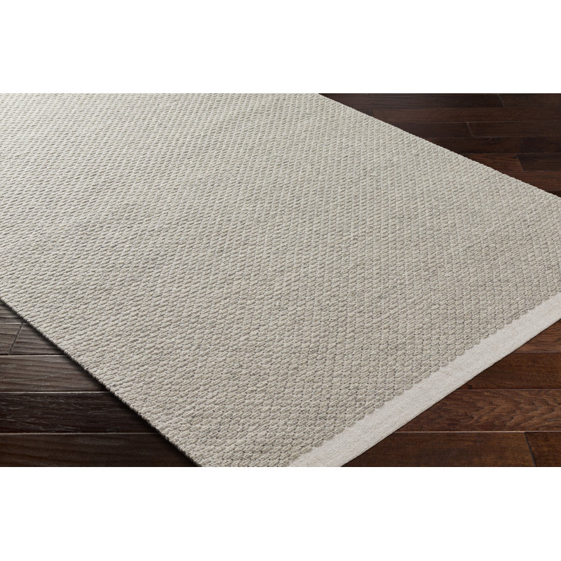 Rylee Solid Color Flatweave Wool Area Rug in Light Gray, Rectangle 2' x 3'