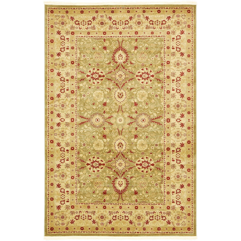 Tapis vert clair tissé à la machine Moore, Rectangle 3 pi 3 po x 5 pi 3 po