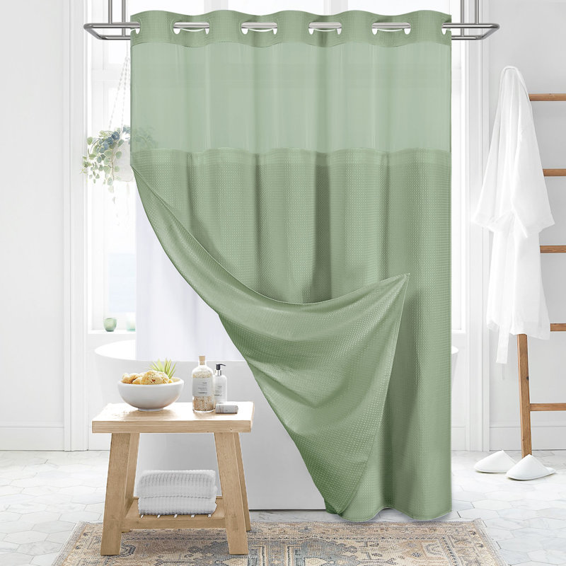 Rideau de douche Waffle, H 75 po x l 72 po, Vert sauge