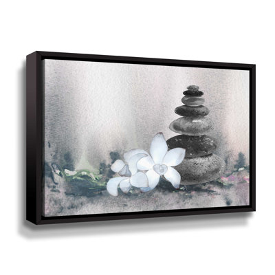 «Meditation Calm Peaceful Zen Rocks Cairn with White Orchid Flowers» par Irina Sztukowski
