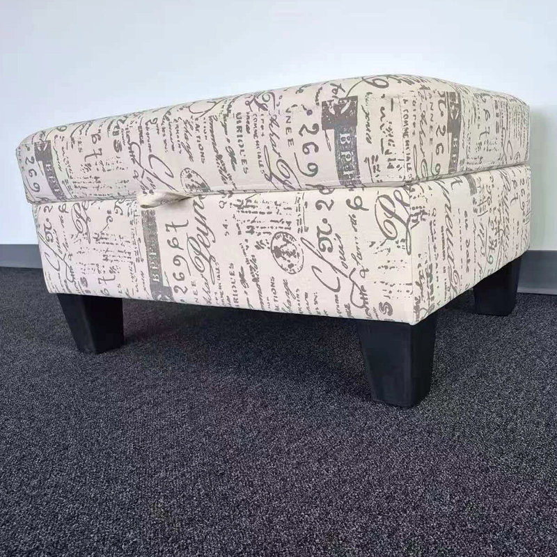 Linen Upholstered Storage Ottoman