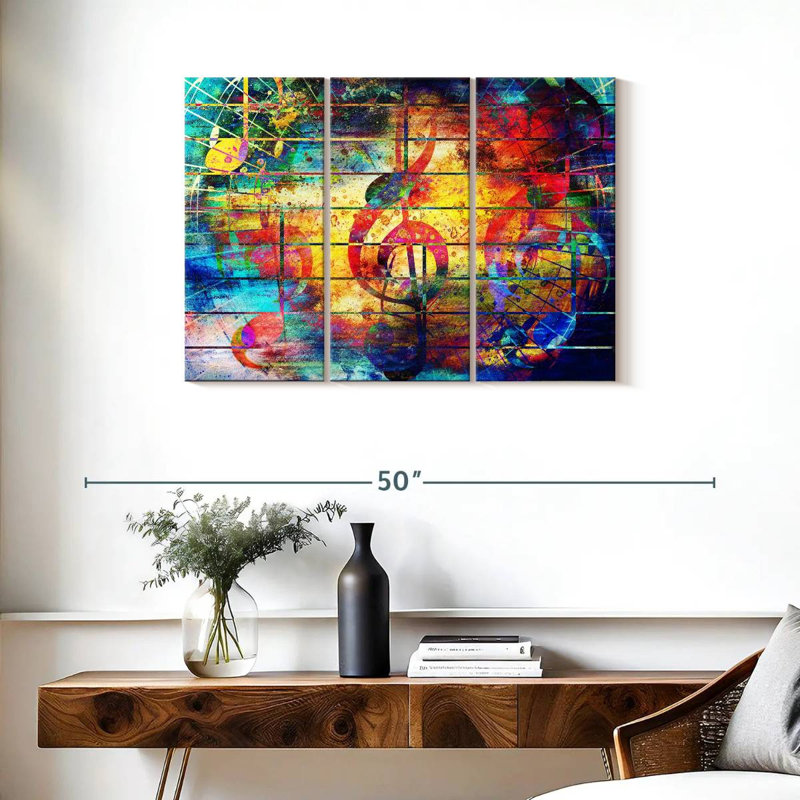 " Music Abstract " 3 - Pieces, 24" H x 38" W x 1.25" D
