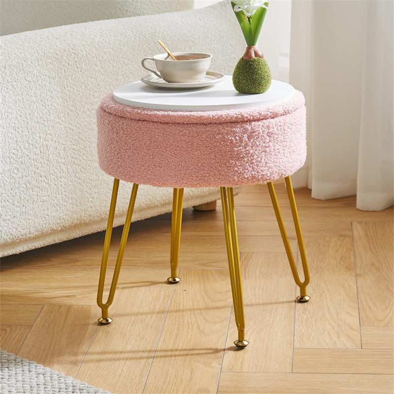 Ahilan Metal Accent Stool, Pink