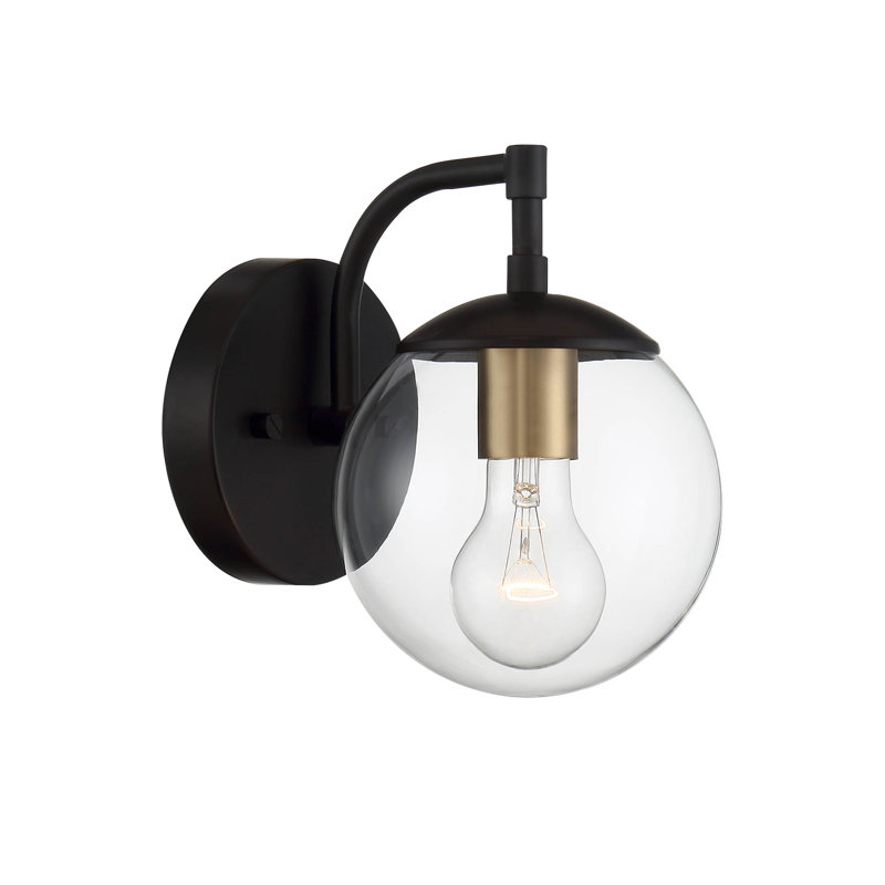 Lanterne murale d'extérieur 1 lumière Meridian en bronze huilé avec laiton naturel