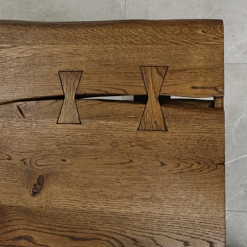 Nielsen Oak Unfinished Solid Wood Top Metal Base Dining Table, Brown Oil, H80 x L200 x W40cm