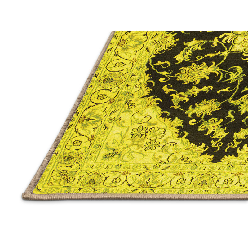 Tapis traditionnels jaunes 1178, Tapis de couloir 2 pi x 5 pi