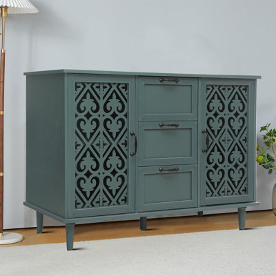 Larenda Wood Sideboard Buffet with 2 Cabinets and 3 Drawers