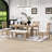 Stanely 6-Piece Extendable Dining Table with Footrest, 4 Linen Upholstered Dining Chairs and Bench-1657487364