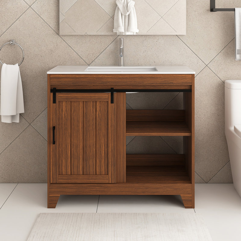 36 po Meuble-lavabo autoportant avec porte