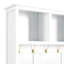 Arbre d'entrée polyvalent 4 en 1 avec 6 crochets, banc en grain de bois et plusieurs options de rangement pour l'organisation du vestibule-2125174704