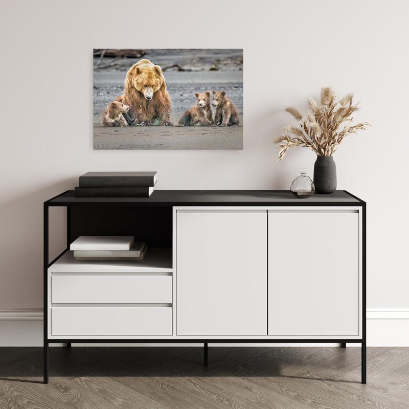 Coastal Bear Family Contemporary Bear Coastal Wall Art Print, 40.64cm H x 60.96cm W