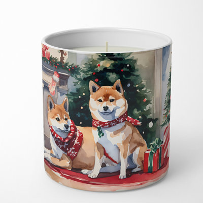 Bougie de Noël parfumée avec support en céramique