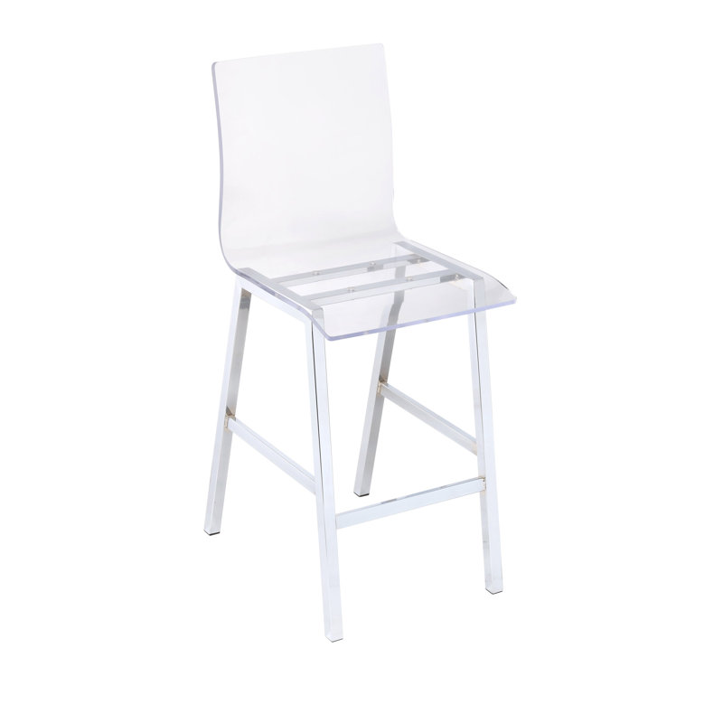 Chaise à hauteur de comptoir Nadie en acrylique transparent et chrome