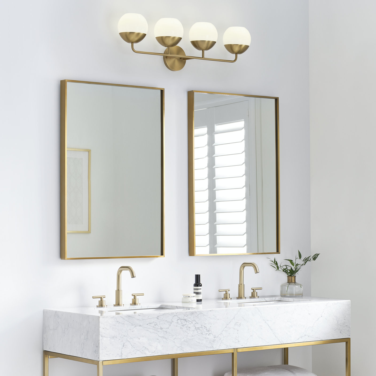 Avoca 4 Light Dimmable Vanity Light, Satin Brass