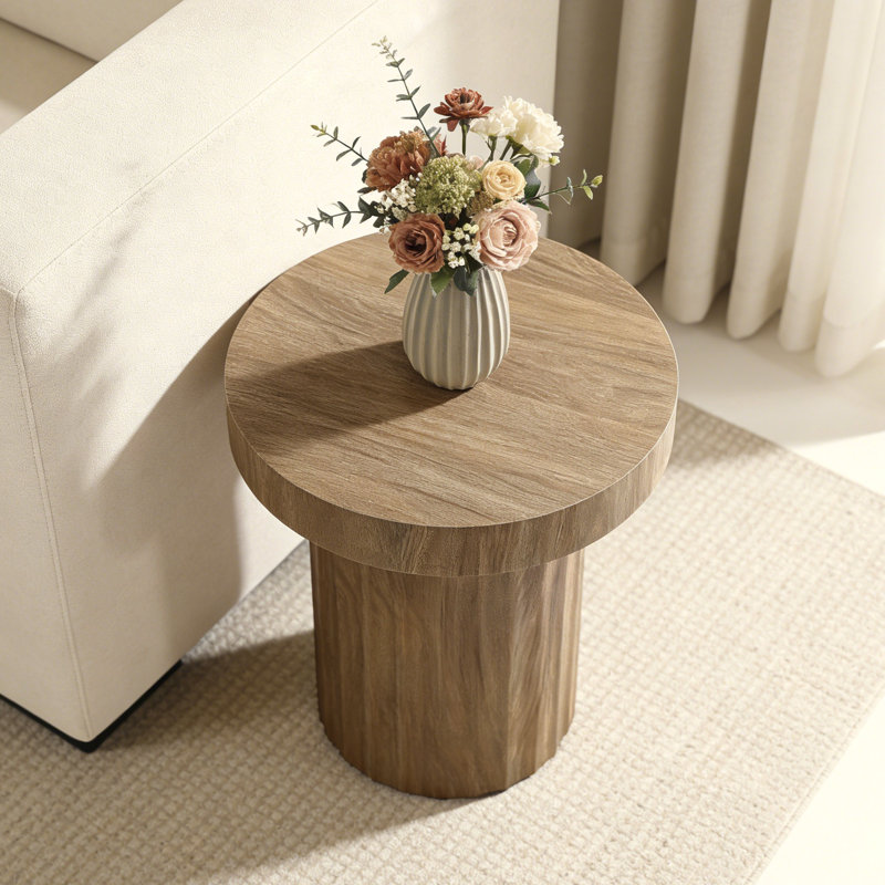 Table d'appoint ronde en bois manufacturé Ermilo