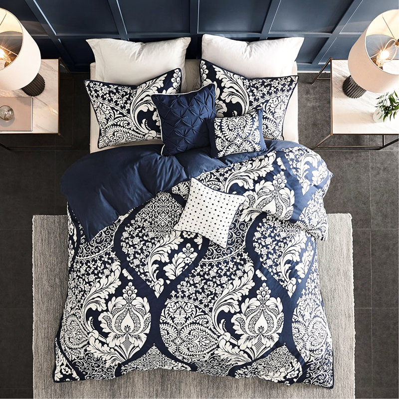 Housse de couette 6 pièces pour lit double / grand lit double avec coussins de manipulation de tissu et taies décoratives assorties
