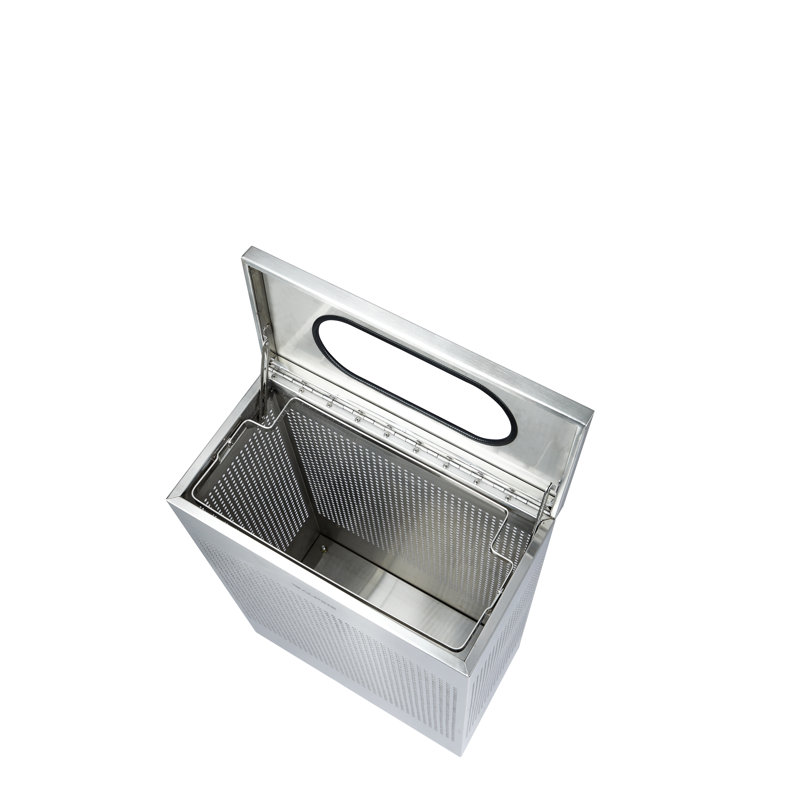 Poubelle perforée carrée en acier inoxydable 13 gallons, Argent