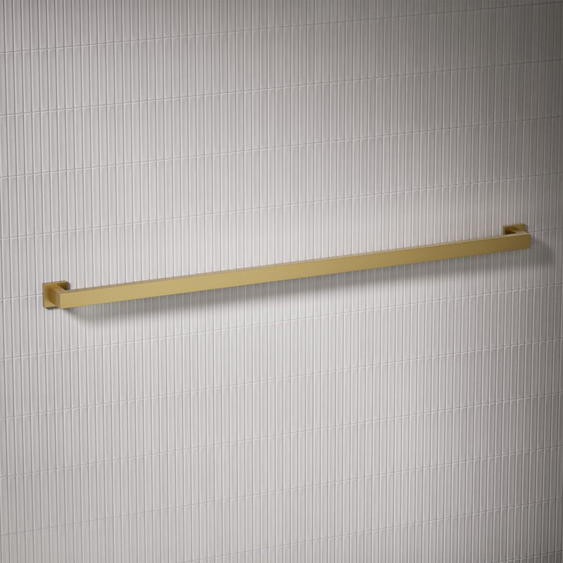 Square Metal Grab Bar for Shower, Bathroom Safety Grab Bar, Tub Rail, 42" W, Vibrant Brushed Moderne Brass
