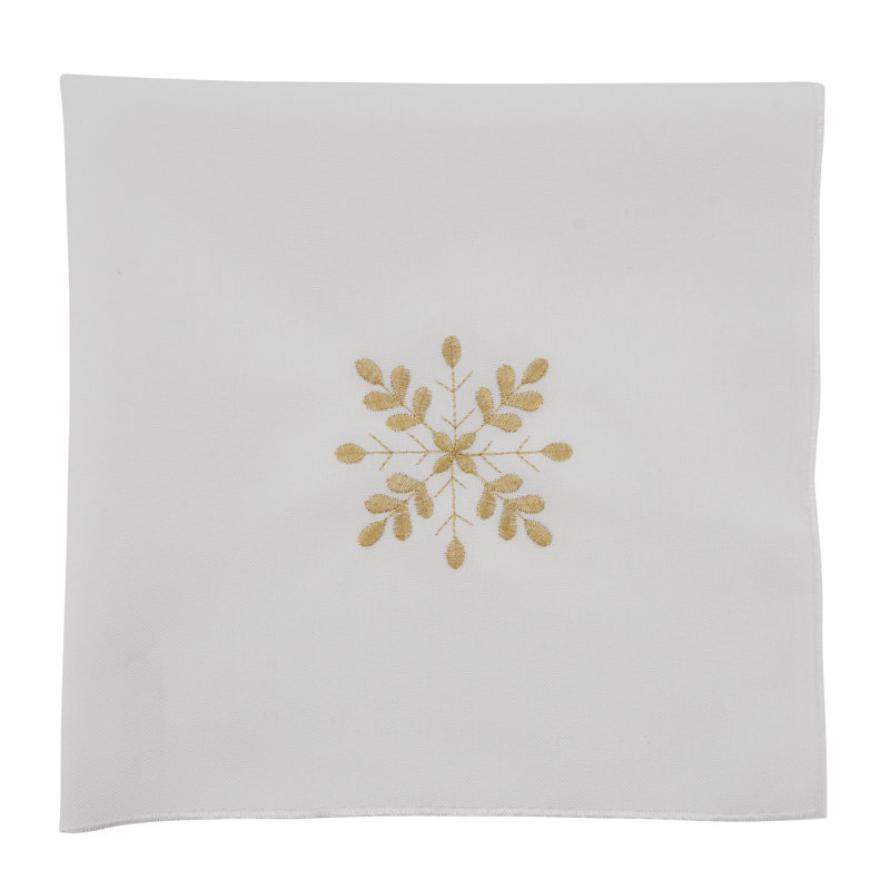 Sermons Polyester Embroidered Square Napkin, Ivory
