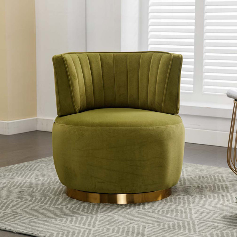 Fauteuil demi-tonneau Accent, Velours olive