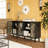 Decorative Four-Door Cabinet with Painted Glass and Metal Frame for Stylish Multi-Room Storage Solutions.