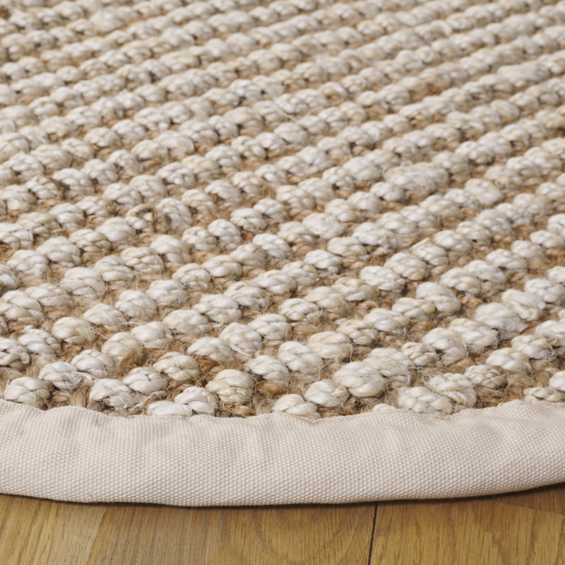 Natural Fiber Handwoven Jute Abstract Rug, Round 6'