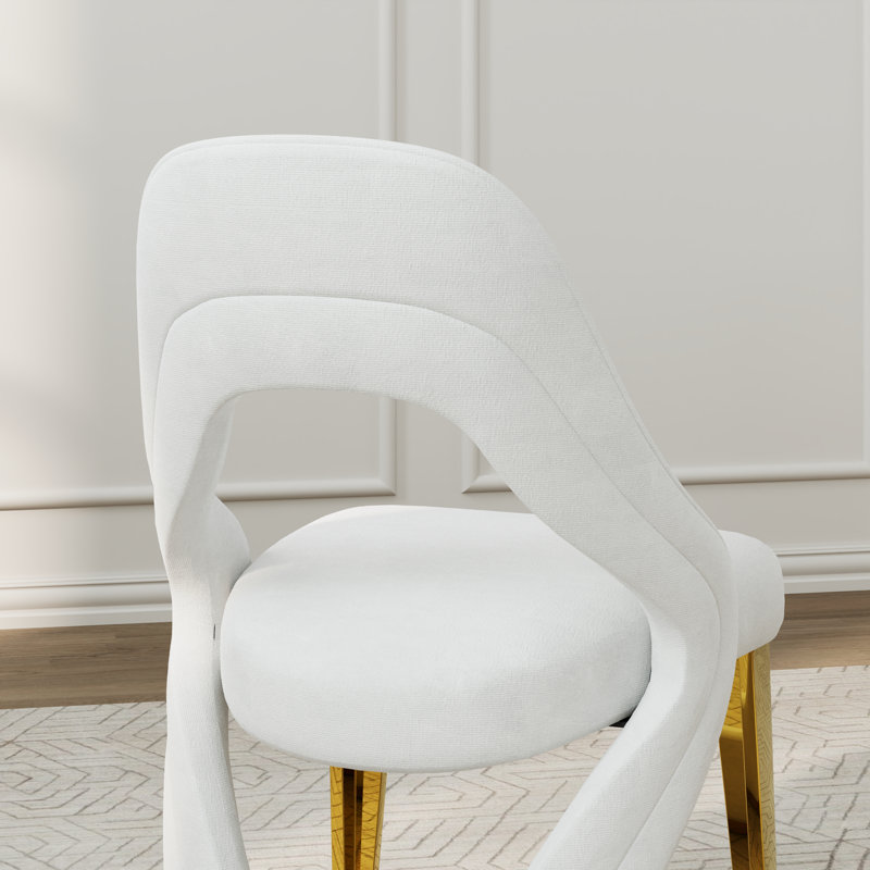Ensemble de chaises d'appoint en velours 16,8 po H (ensemble de 2), Blanc