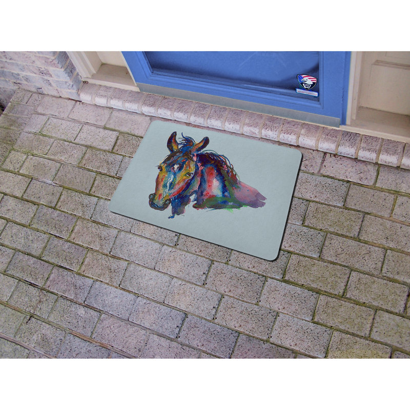 Tapis d'entrée / extérieur antidérapant Sisemore, Rectangle 1 pi 6 po x 2 pi 2 po