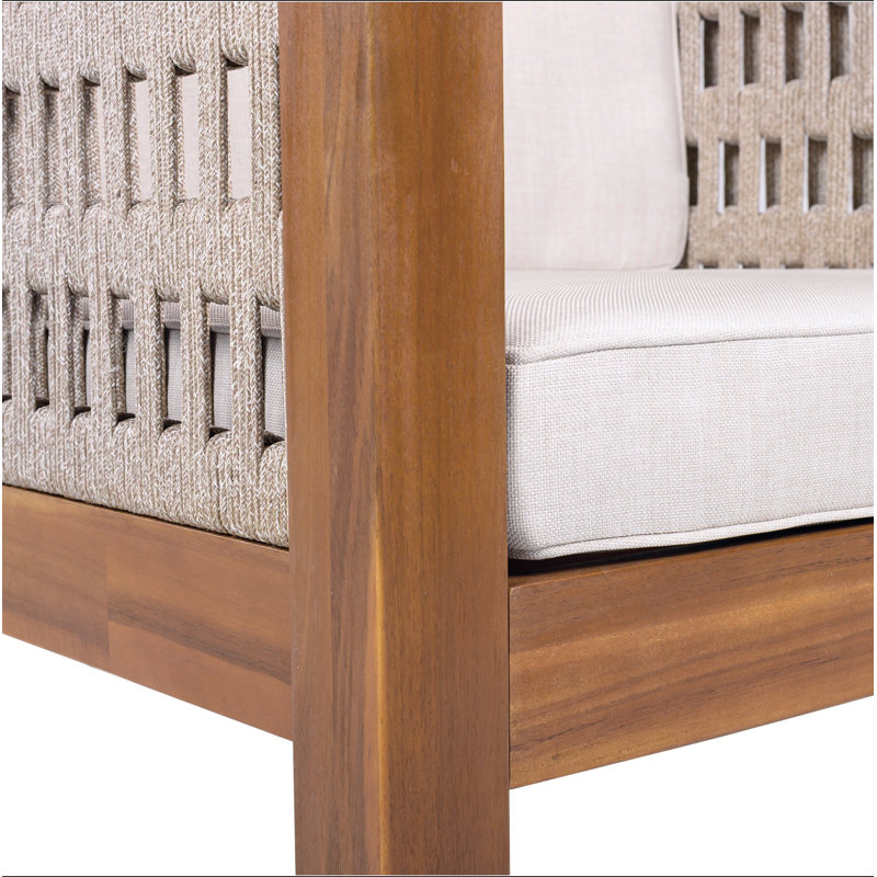 Fauteuil club d'extérieur en bois d'acacia