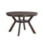 Table de salle à manger ronde en bois massif pour 4 à 6 personnes, finition brune, base à piédestal moderne, idéale pour la cuisine ou le salon