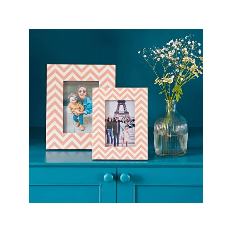 Pink/White Solid Wood Picture Frame, 12.7cm x 17.78cm