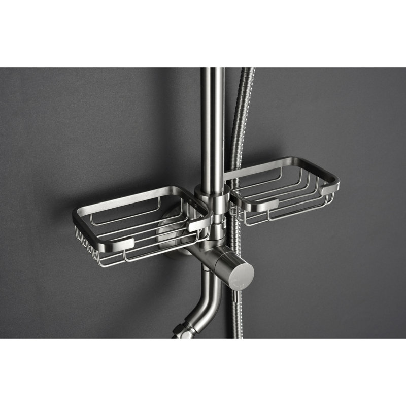 Brushed Nickel : 10" Rain Showerhead, 4 Hand Shower, Adjustable Slide Bar, Soap Dish For Bathroom Rainfall Showerhead Installation With In