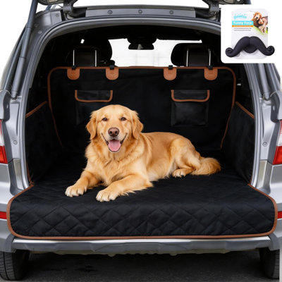 Doublure de poids lourds robuste pour VUS pour chiens, housse de coffre imperméable pour animaux de compagnie avec barrières latérales, protection antidérapante pour siège arrière de VUS, coffre de voiture et cargaison, jouet en os pour chien grinçant en prime inclus