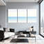 Ensemble de 3 tableaux minimalistes sur toile tendue représentant un horizon océanique-888105412