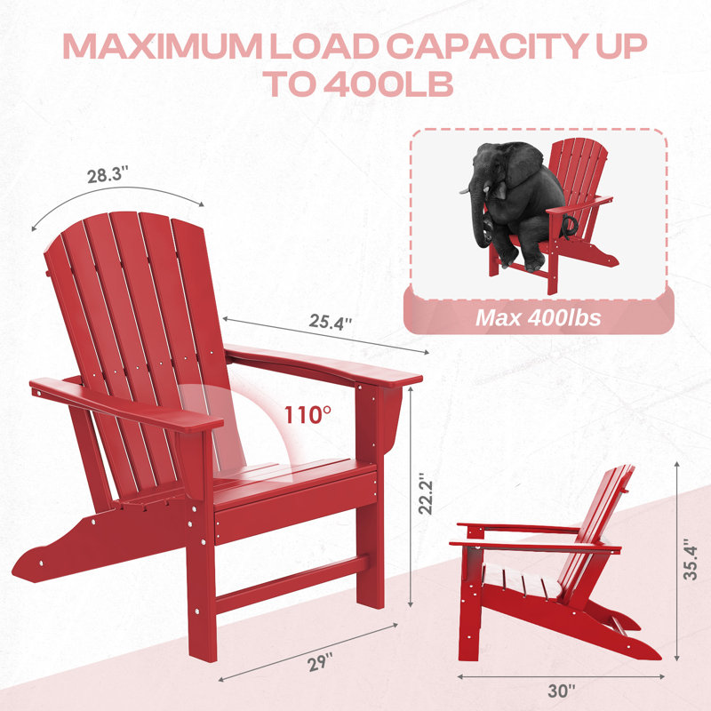 Chaise Adirondack d'extérieur Hdpe, Rouge