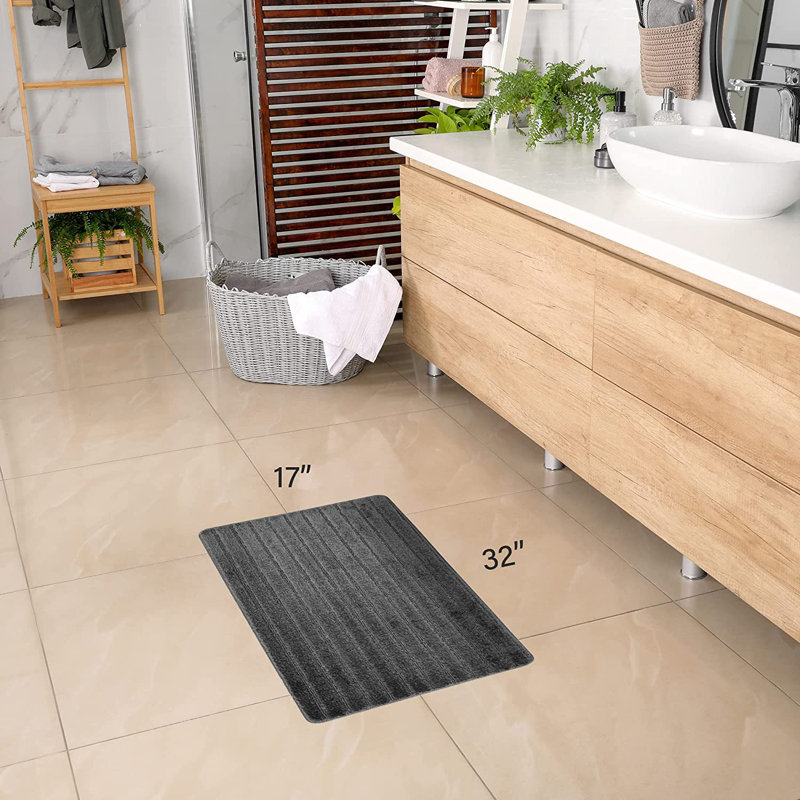 Non-Slip Bath Mat, 17" x 32", Dark Gray