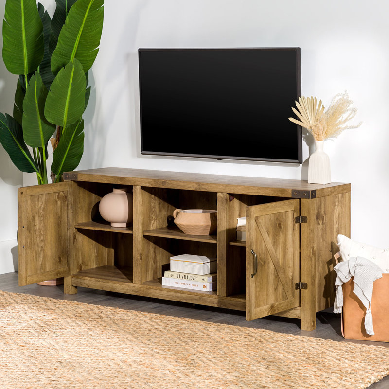 Meuble télé pour téléviseur de 65 po ou moins Taneysha, Bois de grange