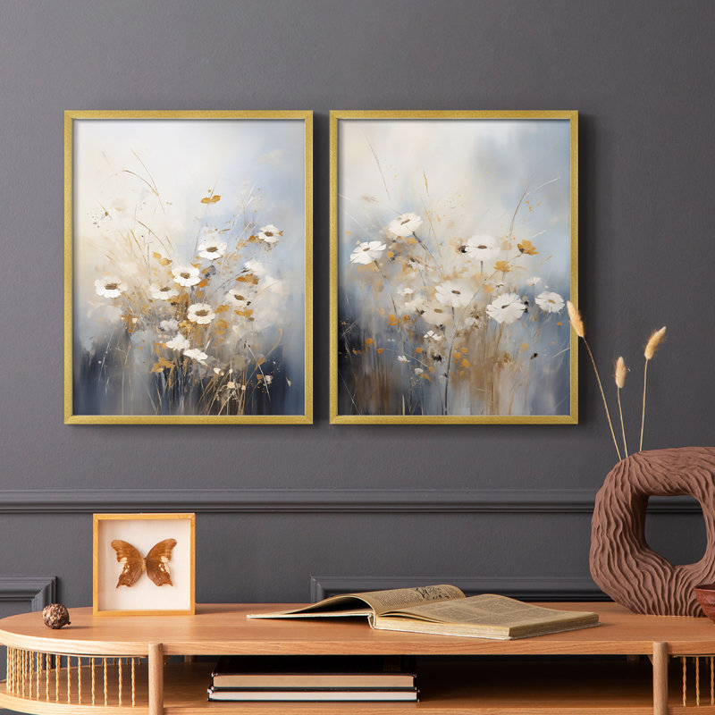 FLORAL Series CCCCLIX - reproduction encadrée de qualité supérieure - prête à être accrochée - aucun clou requis - aucun clou requis