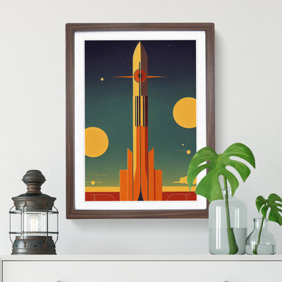 XV1022-3812X Retro Spaceship Rocket No.4 - Single Picture Frame Print