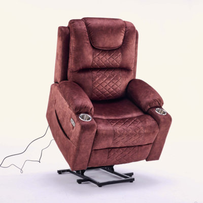 Oversized Power Lift Recliner massage Chair for Elderly,nfinite Positions,Single Motor,Cup Holders,and USB and type-c Ports,polyester Home Theater Seat