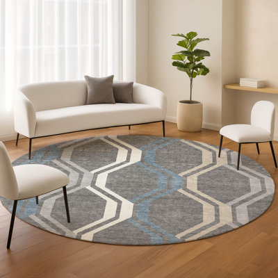 Tapis mid-century moderne lavable à la machine intérieur / extérieur Hashlamoun ACN2326