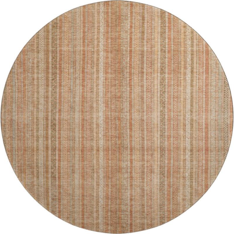 Premium Machine Washable Baford AMF1655 Stripes Rug, Round 8'