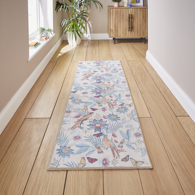 Catherine Lansfield Amaya Tropical Birds Washable Rug, Runner 76 x 230 cm