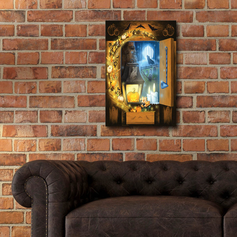 Art mural en verre «Howloween» par Art and a Little Magic, H 24 po x l 16 po x P 0,2 po