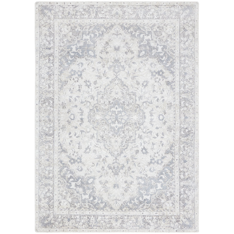 Hand Loomed Wool/Viscose Oriental Rug in Gray/Ivory, Rectangle 9' x 12'