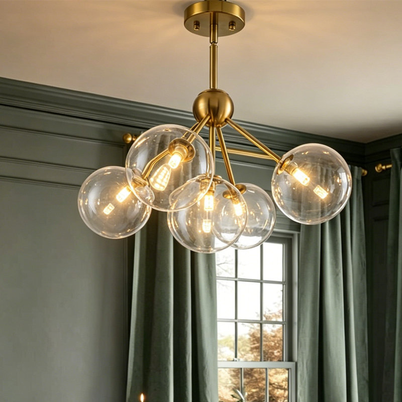 Plafonnier encastré en verre 5 lumières