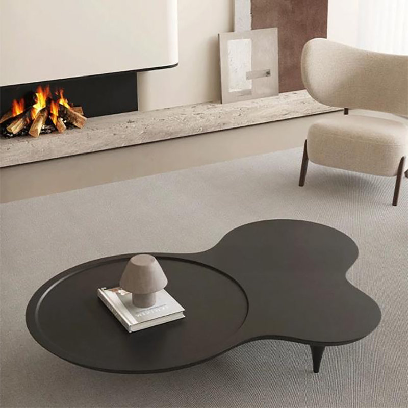 Retro style creative simple cloud coffee table, 12.6" H x 55.1" L x 37.4" W, Black