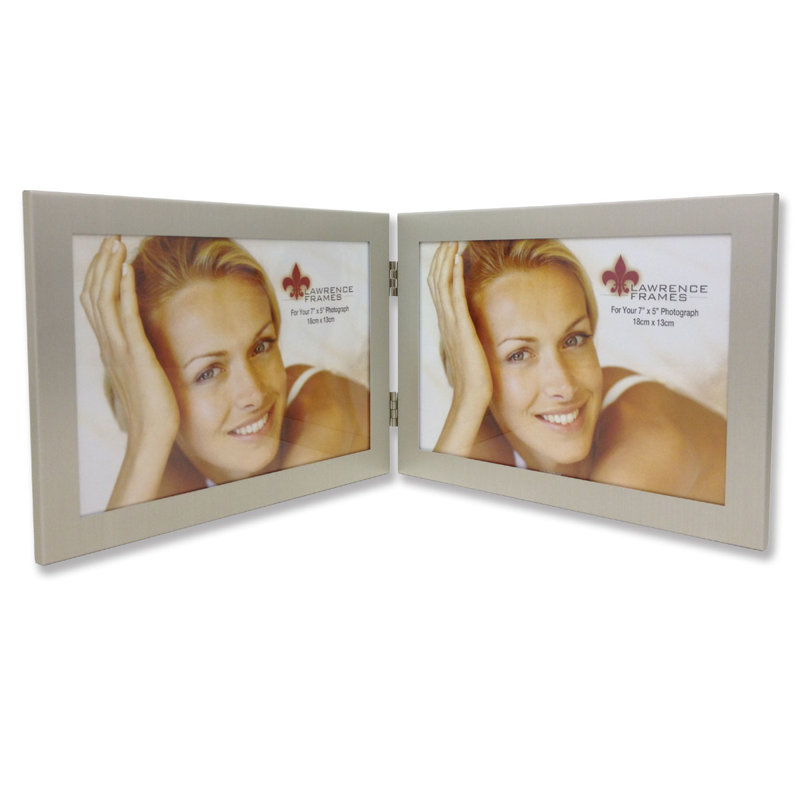 Cadre photo double contemporain, Argent brossé