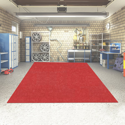 Tapis de garage rectangulaire pour sous la voiture, tapis de garage rouge, tapis anti-déversement d'huile pour moto, tapis de garage à huile absorbant, tapis de garage très grand antidérapant et antidérapant, 17 pi 7,4 pi