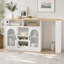Buffet avec plateau de table extensible et support à vin, table de bar à hauteur de comptoir avec éclairage à DEL de couleur et prise de courant à gauche, armoire à vin mobile sur roulettes-133652459